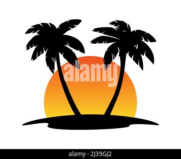 Spiaggia estiva Palm Tree. Isola tropicale. Vacanza. Illustrazione Vettoriale