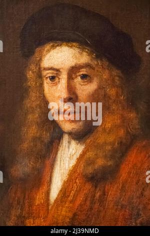 Ritratto di un giovane uomo, forse il figlio dell'artista Tito di Rembrandt van Rijn del 1668 Foto Stock