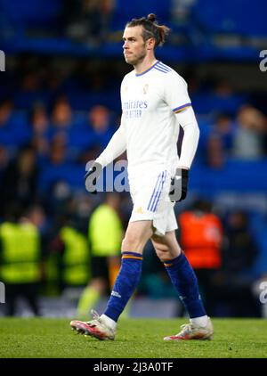 Londra, Regno Unito. 01st Feb 2018. LONDRA, Regno Unito, 06 APRILE:Gareth Bale del Real Madrid CF durante la finale di Champions League tra Chelsea e Real Madrid allo Stamford Bridge Stadium, Londra il 06th aprile 2022 Credit: Action Foto Sport/Alamy Live News Foto Stock