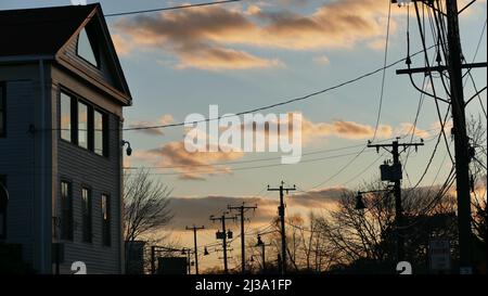 Mystic Connecticut Dusk. Foto Stock