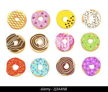 Set di ciambelle. Illustrazione vettoriale. Illustrazione Vettoriale