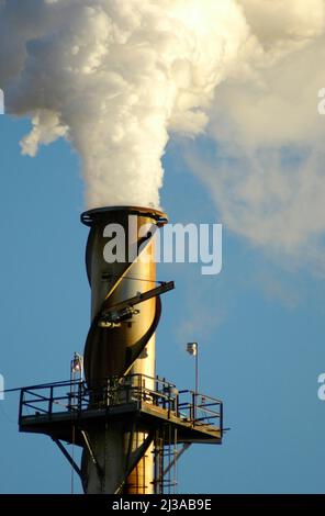 Raffineria di petrolio a El Paso Texas (Socorro, parte di El Paso) TX USA Stati Uniti fare gas e mettere il vapore in aria pulita nube Foto Stock