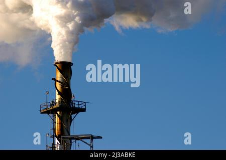 Raffineria di petrolio a El Paso Texas (Socorro, parte di El Paso) TX USA Stati Uniti fare gas e mettere il vapore in aria pulita nube Foto Stock