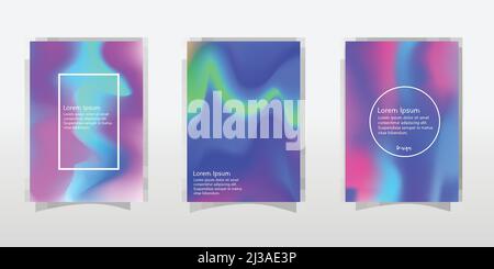 Set di realistiche pellicole olografiche sfondi in diversi colori per il design. Ologramma per creare un design moderno e alla moda. Sfondi per schede di design, f Illustrazione Vettoriale