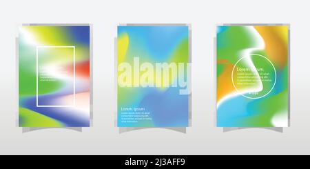 Set di poster con sfondo sfumato a colori. Design moderno alla moda. Modelli vettoriali per cartelloni, banner, volantini, copertine, presentazione Illustrazione Vettoriale