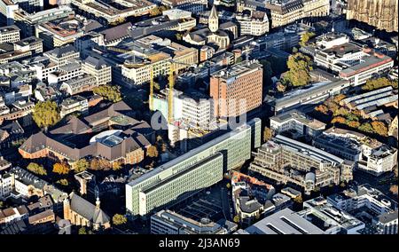Westdeutscher Rundfunk, WDR, Vierscheibenhaus, Archive Building e WDR Arcades, Corte d'appello, ora Corte amministrativa e finanziaria, Colonia Foto Stock