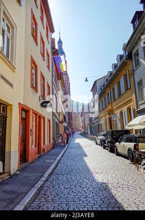 Haspelgasse, Città Vecchia, Heidelberg, Baden-Wuerttemberg, Germania Foto Stock