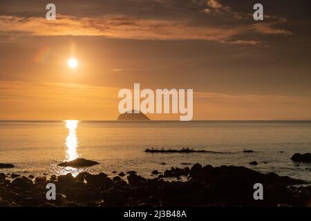 Ailsa Craig al largo della costa del South Ayrshire, Scozia Foto Stock