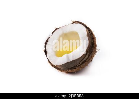 Frutti tropicali di cocco isolati su sfondo bianco Foto Stock