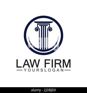 Studio legale Pillar Logo Template-Vector Illustrazione Vettoriale