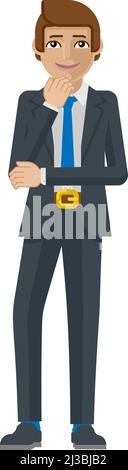 Business Man pensiero Mascot concetto Illustrazione Vettoriale