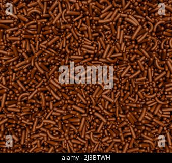 Un cioccolato spolverato noodles, torta e decorazione di panetteria, un sacco di spruzzi come un'illustrazione di sfondo 3D Foto Stock