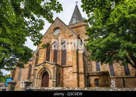 Cattedrale di Dornoch del 13th secolo nella storica città di Dornoch a Sutherland, Highland, Scozia, Regno Unito Foto Stock