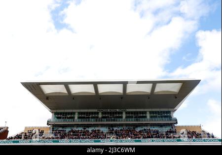 Una vista generale degli autisti nello stand Princess Royal presso l'ippodromo Aintree di Liverpool. Data foto: Giovedì 7 aprile 2022. Foto Stock