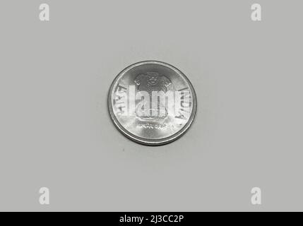 Moneta indiana uno Rupees argento moneta, valuta indiana, denaro, una moneta Rupees Foto Stock