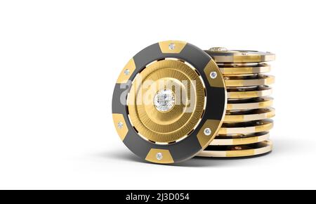 chip d'oro vintage casinò con diamante. 3d rendering Foto Stock