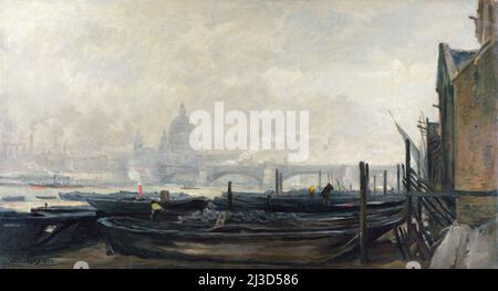 St Paul dal lato del Surrey dall'artista francese, Charles-Francois Daubigny (1817-1878), olio su tela, 1870-73 Foto Stock