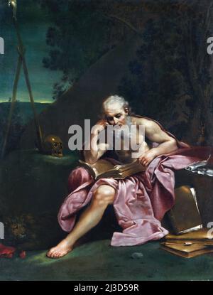 Giuseppe Crespi. San Girolamo nel deserto di Giuseppe Maria Crespi (1665-1747), pittore italiano tardo barocco, olio su tela, c.1710-20 Foto Stock