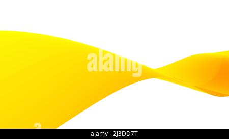 3d sfondo isolato ondulato astratto. Onda o linea gialla colorata nel flusso di movimento e vibrazione su sfondo bianco vuoto. Illustrazione 3D di alta qualità Foto Stock