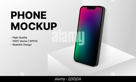Mockup realistico per smartphone. Annuncio banner di alta qualità. Modello per la diapositiva di presentazione. Illustrazione vettoriale Illustrazione Vettoriale