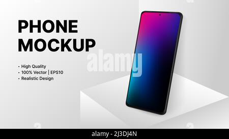 Scarica lo smartphone. Annuncio banner di alta qualità. Modello per la diapositiva di presentazione. Illustrazione vettoriale Illustrazione Vettoriale