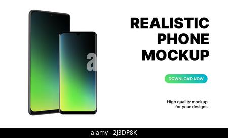 Impatto ambientale realistico sullo smartphone. Modello di banner minimalistico di alta qualità per la pubblicità. Illustrazione vettoriale Illustrazione Vettoriale