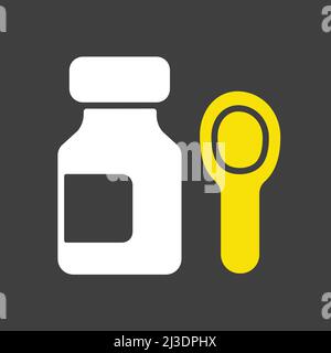 Icona del glifo del vettore della bottiglia della medicina dello sciroppo. Medicina e assistenza sanitaria, segnale di supporto medico. Simbolo grafico per sito web medico e design app, logo, app, Illustrazione Vettoriale