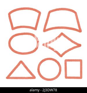 Set astratto di simboli vettoriali disegnati a mano. Cerchi, triangoli doodles pack. Forme geometriche e marcature Illustrazione Vettoriale