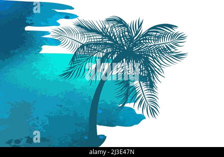 Silhouette di palme sull'isola. Illustrazione vettoriale Illustrazione Vettoriale