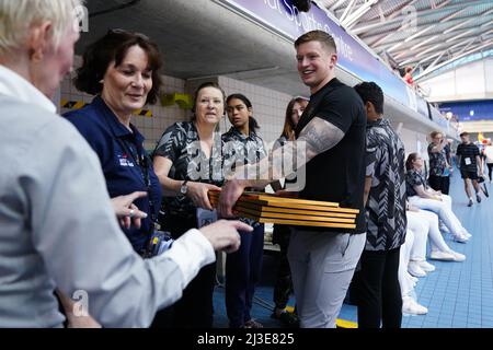 Loughborough NC's Adam Peaty durante il terzo giorno dei campionati britannici di nuoto 2022 al Ponds Forge International Swimming Centre, Sheffield. Data foto: Giovedì 7 aprile 2022. Foto Stock