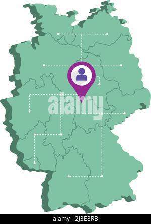 Isolato 3D rendering mappa della Germania con una mappa pin Vector Illustrazione Vettoriale