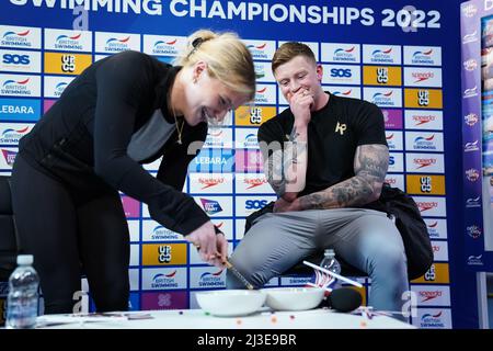 Loughborough NC's Adam Peaty durante il terzo giorno dei campionati britannici di nuoto 2022 al Ponds Forge International Swimming Centre, Sheffield. Data foto: Giovedì 7 aprile 2022. Foto Stock