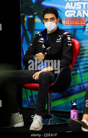 Melbourne, Australie. 08th Apr 2022. OCON Esteban (fra), Alpine F1 Team A522, ritratto, conferenza stampa durante la Formula 1 Heineken Australian Grand Prix 2022, 3rd round del FIA Formula uno World Championship 2022, sul circuito Albert Park, dal 8 al 10 aprile 2022 a Melbourne, Australia - Foto Florent Gooden/DPPI Credit: DPPI Media/Alamy Live News Foto Stock