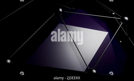 Astratto convesso viola scuro plesso griglia intorno a pulsazione 3D sfera poligonale, loop senza giunture. Design. Linee e punti collegati intorno a una figura convessa. Foto Stock