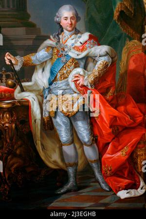 POLONIA - 1764 - Ritratto di Stanislao Augustus Poniatowski (1732-1798) nelle sue vesti di incoronazione. Come Re di Polonia e Polacco-Lituano-Ukraniano Foto Stock