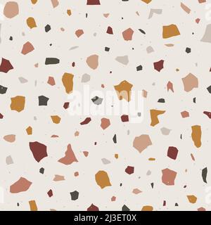 Terrazzo senza cuciture. Struttura in pietra di granito. Sfondo astratto per interior design, carta da parati, gres, carta da imballaggio. Vettore vintage Illustrazione Vettoriale
