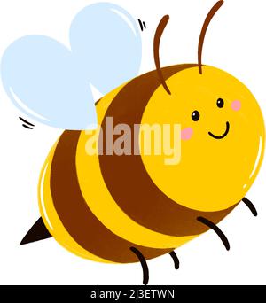 Sorridente carino Bee Cartoon personaggio. Disegno di illustrazione vettoriale Illustrazione Vettoriale
