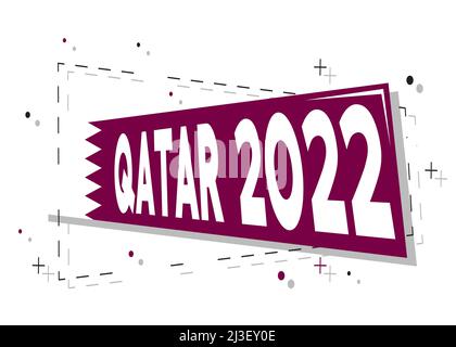 Banner Qatar 2022. Banner in rete geometrico piatto alla moda. Stile retrò semplice e minimalista. Illustrazione Vettoriale