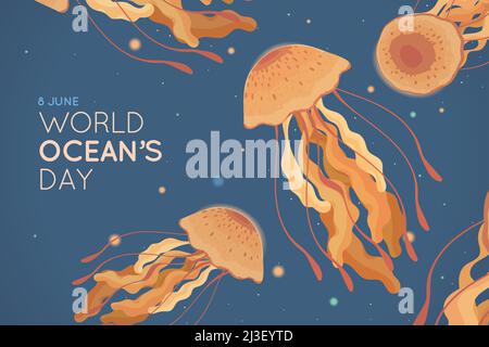 giornata degli oceani del mondo Illustrazione Vettoriale