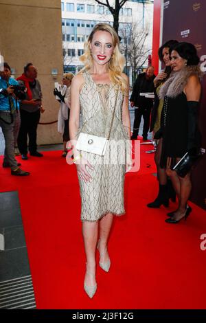 Berlino, Germania. 07th Apr 2022. Lana Müller arriva all'apertura della nuova area a tema "Golden 20s" di Madame Tussaud. Credit: Gerald Matzka/dpa/Alamy Live News Foto Stock