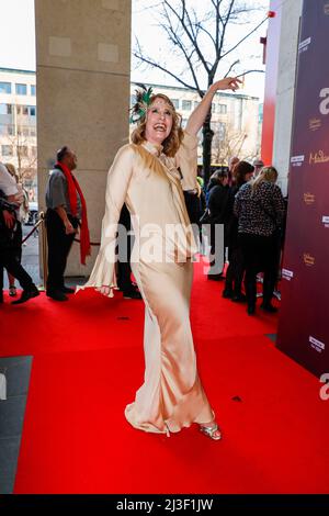 Berlino, Germania. 07th Apr 2022. Mareile Höppner inaugurerà la nuova area a tema "Golden 20s" di Madame Tussaud. Credit: Gerald Matzka/dpa/Alamy Live News Foto Stock