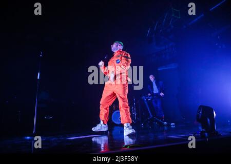 Il cantante italiano Coez suona dal vivo ad Alcatraz a Milano il 07 aprile 2022 Foto Stock