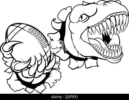 Dinosauro Football Americano Sport Animali mascotte Illustrazione Vettoriale
