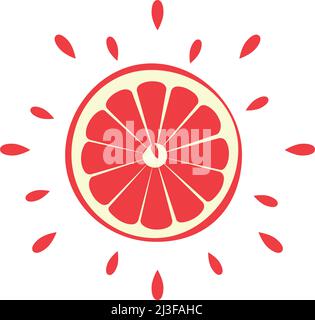 Icona astratta di pompelmo succoso con splash su sfondo bianco - illustrazione vettoriale Illustrazione Vettoriale