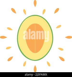 Icona astratta di melone succosa con splash su sfondo bianco - illustrazione vettoriale Illustrazione Vettoriale