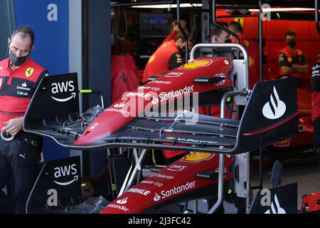 Melbourne, Australia. 08th Apr 2022. 04/08/2022, Albert Park, Melbourne, FORMULA 1 ROLEX AUSTRALIAN GRAND PRIX 2022, nella foto Ferrari's front wing Credit: dpa/Alamy Live News Foto Stock