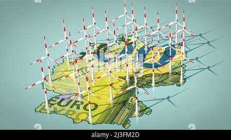 Denaro per l'energia eolica in Germania Foto Stock