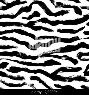 Strisce in zebrato bianco e nero motivo senza cuciture. Illustrazione Vettoriale