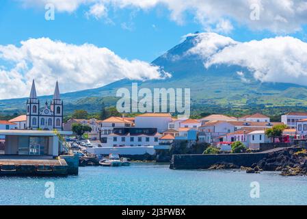 Porto di Madalena sull'isola di Pico delle Azzorre, Portogallo. Foto Stock