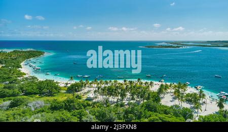 Isola paradisiacale dei Caraibi - Cayo Sombrero - Morrocoy, Venezuela. Vista aerea. Foto Stock